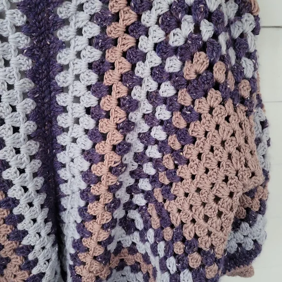 Vintage Purple and Pink Crochet Cardigan - Picture 5 of 9